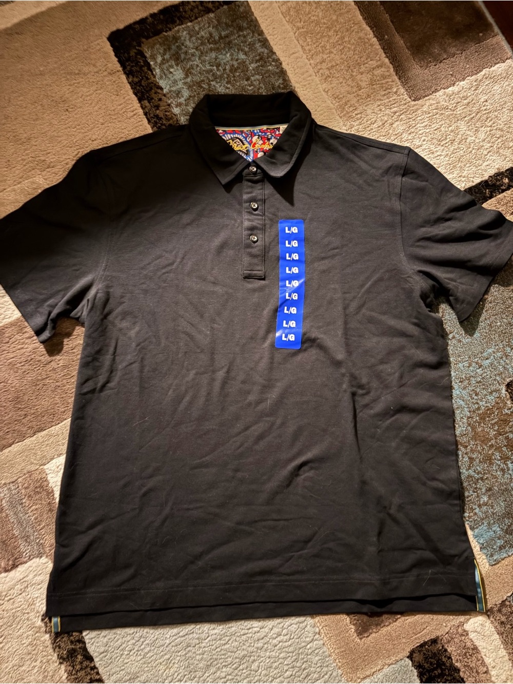 Robert Graham Black Polo with Colorful Inner Collar